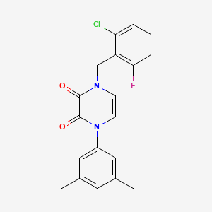 molecular formula C19H16ClFN2O2 B6518358 1-[(2-chloro-6-fluorophenyl)methyl]-4-(3,5-dimethylphenyl)-1,2,3,4-tetrahydropyrazine-2,3-dione CAS No. 891866-62-9