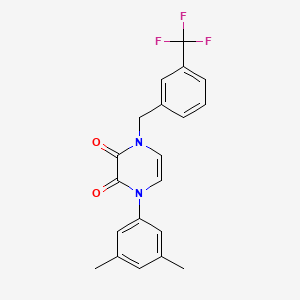 molecular formula C20H17F3N2O2 B6518372 1-(3,5-dimethylphenyl)-4-{[3-(trifluoromethyl)phenyl]methyl}-1,2,3,4-tetrahydropyrazine-2,3-dione CAS No. 891866-86-7