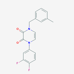 molecular formula C18H14F2N2O2 B6518603 1-(3,4-difluorophenyl)-4-[(3-methylphenyl)methyl]-1,2,3,4-tetrahydropyrazine-2,3-dione CAS No. 891869-32-2