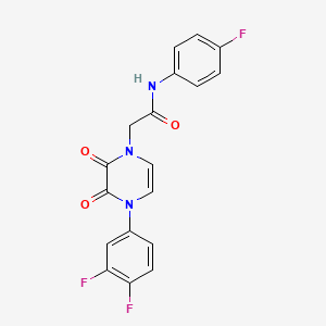 molecular formula C18H12F3N3O3 B6518613 2-[4-(3,4-difluorophenyl)-2,3-dioxo-1,2,3,4-tetrahydropyrazin-1-yl]-N-(4-fluorophenyl)acetamide CAS No. 891869-38-8