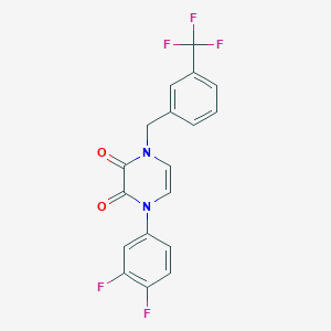 molecular formula C18H11F5N2O2 B6518630 1-(3,4-difluorophenyl)-4-{[3-(trifluoromethyl)phenyl]methyl}-1,2,3,4-tetrahydropyrazine-2,3-dione CAS No. 891869-59-3