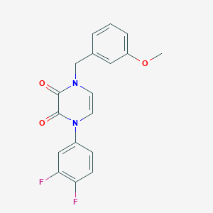 molecular formula C18H14F2N2O3 B6518637 1-(3,4-difluorophenyl)-4-[(3-methoxyphenyl)methyl]-1,2,3,4-tetrahydropyrazine-2,3-dione CAS No. 891869-68-4