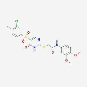 molecular formula C21H20ClN3O6S2 B6518672 2-{[5-(3-chloro-4-methylbenzenesulfonyl)-6-oxo-1,6-dihydropyrimidin-2-yl]sulfanyl}-N-(3,4-dimethoxyphenyl)acetamide CAS No. 933239-94-2