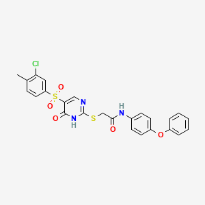 molecular formula C25H20ClN3O5S2 B6518677 2-{[5-(3-chloro-4-methylbenzenesulfonyl)-6-oxo-1,6-dihydropyrimidin-2-yl]sulfanyl}-N-(4-phenoxyphenyl)acetamide CAS No. 933192-62-2