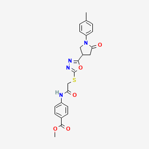 molecular formula C23H22N4O5S B6518684 methyl 4-[2-({5-[1-(4-methylphenyl)-5-oxopyrrolidin-3-yl]-1,3,4-oxadiazol-2-yl}sulfanyl)acetamido]benzoate CAS No. 933240-50-7