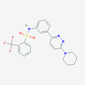 molecular formula C22H21F3N4O2S B6518713 N-{3-[6-(piperidin-1-yl)pyridazin-3-yl]phenyl}-2-(trifluoromethyl)benzene-1-sulfonamide CAS No. 895807-34-8