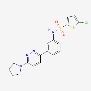molecular formula C18H17ClN4O2S2 B6518735 5-chloro-N-{3-[6-(pyrrolidin-1-yl)pyridazin-3-yl]phenyl}thiophene-2-sulfonamide CAS No. 904825-99-6