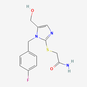 molecular formula C13H14FN3O2S B6518760 2-({1-[(4-fluorophenyl)methyl]-5-(hydroxymethyl)-1H-imidazol-2-yl}sulfanyl)acetamide CAS No. 920369-99-9