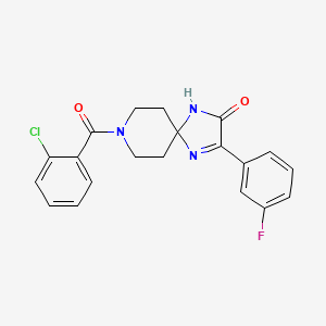 molecular formula C20H17ClFN3O2 B6518766 8-(2-chlorobenzoyl)-3-(3-fluorophenyl)-1,4,8-triazaspiro[4.5]dec-3-en-2-one CAS No. 933249-15-1