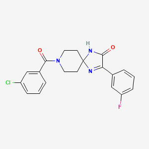 molecular formula C20H17ClFN3O2 B6518769 8-(3-chlorobenzoyl)-3-(3-fluorophenyl)-1,4,8-triazaspiro[4.5]dec-3-en-2-one CAS No. 933015-90-8