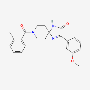 molecular formula C22H23N3O3 B6518793 3-(3-methoxyphenyl)-8-(2-methylbenzoyl)-1,4,8-triazaspiro[4.5]dec-3-en-2-one CAS No. 951467-43-9