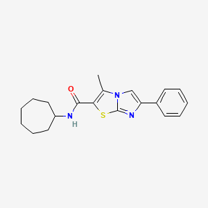 molecular formula C20H23N3OS B6518818 N-cycloheptyl-3-methyl-6-phenylimidazo[2,1-b][1,3]thiazole-2-carboxamide CAS No. 932995-56-7