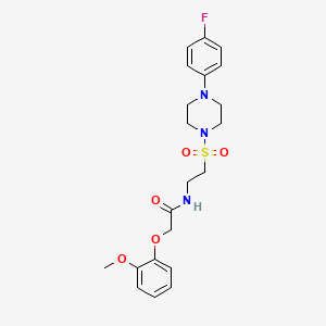 molecular formula C21H26FN3O5S B6518847 N-(2-{[4-(4-fluorophenyl)piperazin-1-yl]sulfonyl}ethyl)-2-(2-methoxyphenoxy)acetamide CAS No. 932996-60-6