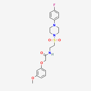 molecular formula C21H26FN3O5S B6518854 N-(2-{[4-(4-fluorophenyl)piperazin-1-yl]sulfonyl}ethyl)-2-(3-methoxyphenoxy)acetamide CAS No. 946308-01-6