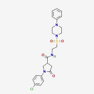 molecular formula C23H27ClN4O4S B6518907 1-(4-chlorophenyl)-5-oxo-N-{2-[(4-phenylpiperazin-1-yl)sulfonyl]ethyl}pyrrolidine-3-carboxamide CAS No. 932970-64-4