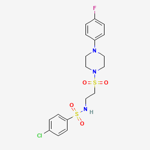 molecular formula C18H21ClFN3O4S2 B6518915 4-chloro-N-(2-{[4-(4-fluorophenyl)piperazin-1-yl]sulfonyl}ethyl)benzene-1-sulfonamide CAS No. 933218-20-3