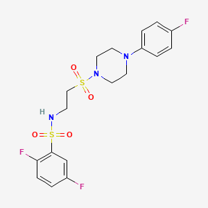 molecular formula C18H20F3N3O4S2 B6518919 2,5-difluoro-N-(2-{[4-(4-fluorophenyl)piperazin-1-yl]sulfonyl}ethyl)benzene-1-sulfonamide CAS No. 946308-07-2