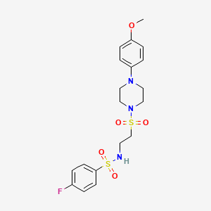 molecular formula C19H24FN3O5S2 B6518939 4-fluoro-N-(2-{[4-(4-methoxyphenyl)piperazin-1-yl]sulfonyl}ethyl)benzene-1-sulfonamide CAS No. 932970-76-8