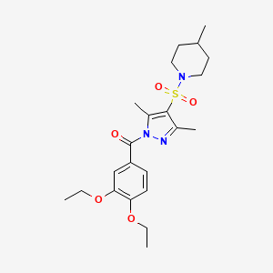 molecular formula C22H31N3O5S B6518962 1-{[1-(3,4-diethoxybenzoyl)-3,5-dimethyl-1H-pyrazol-4-yl]sulfonyl}-4-methylpiperidine CAS No. 904821-50-7