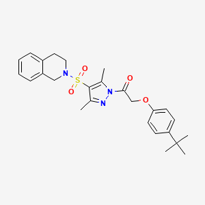 molecular formula C26H31N3O4S B6518976 2-(4-tert-butylphenoxy)-1-[3,5-dimethyl-4-(1,2,3,4-tetrahydroisoquinoline-2-sulfonyl)-1H-pyrazol-1-yl]ethan-1-one CAS No. 942852-57-5