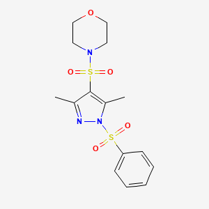 molecular formula C15H19N3O5S2 B6518998 4-{[1-(benzenesulfonyl)-3,5-dimethyl-1H-pyrazol-4-yl]sulfonyl}morpholine CAS No. 1015896-84-0