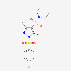 molecular formula C15H20BrN3O4S2 B6519007 1-(4-bromobenzenesulfonyl)-N,N-diethyl-3,5-dimethyl-1H-pyrazole-4-sulfonamide CAS No. 1015897-89-8