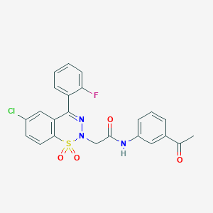 molecular formula C23H17ClFN3O4S B6519023 N-(3-acetylphenyl)-2-[6-chloro-4-(2-fluorophenyl)-1,1-dioxo-2H-1lambda6,2,3-benzothiadiazin-2-yl]acetamide CAS No. 951535-95-8