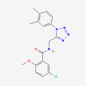 molecular formula C18H18ClN5O2 B6519058 5-chloro-N-{[1-(3,4-dimethylphenyl)-1H-1,2,3,4-tetrazol-5-yl]methyl}-2-methoxybenzamide CAS No. 933001-86-6