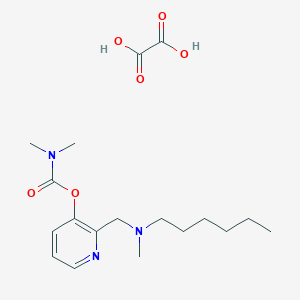 molecular formula C18H29N3O6 B065191 Carbamic acid, dimethyl-, 2-((hexylmethylamino)methyl)-3-pyridinyl ester, ethanedioate (1:1) CAS No. 169128-37-4