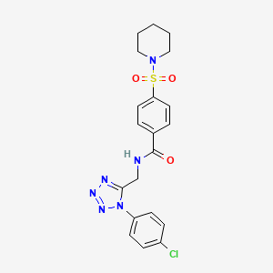 molecular formula C20H21ClN6O3S B6519169 N-{[1-(4-chlorophenyl)-1H-1,2,3,4-tetrazol-5-yl]methyl}-4-(piperidine-1-sulfonyl)benzamide CAS No. 932977-53-2