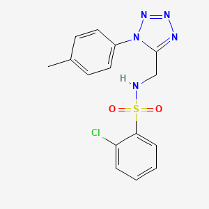 molecular formula C15H14ClN5O2S B6519201 2-chloro-N-{[1-(4-methylphenyl)-1H-1,2,3,4-tetrazol-5-yl]methyl}benzene-1-sulfonamide CAS No. 921083-39-8