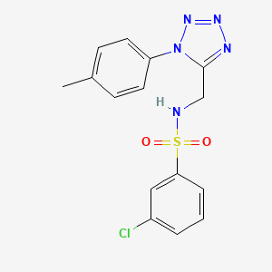 molecular formula C15H14ClN5O2S B6519202 3-chloro-N-{[1-(4-methylphenyl)-1H-1,2,3,4-tetrazol-5-yl]methyl}benzene-1-sulfonamide CAS No. 920466-26-8