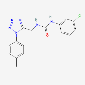 molecular formula C16H15ClN6O B6519220 1-(3-chlorophenyl)-3-{[1-(4-methylphenyl)-1H-1,2,3,4-tetrazol-5-yl]methyl}urea CAS No. 921062-04-6