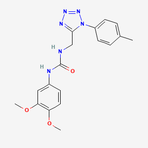 molecular formula C18H20N6O3 B6519265 1-(3,4-dimethoxyphenyl)-3-{[1-(4-methylphenyl)-1H-1,2,3,4-tetrazol-5-yl]methyl}urea CAS No. 920484-60-2