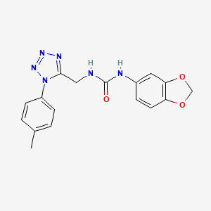 molecular formula C17H16N6O3 B6519273 1-(2H-1,3-benzodioxol-5-yl)-3-{[1-(4-methylphenyl)-1H-1,2,3,4-tetrazol-5-yl]methyl}urea CAS No. 921109-82-2