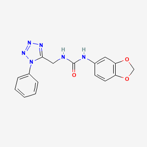 molecular formula C16H14N6O3 B6519349 1-(2H-1,3-benzodioxol-5-yl)-3-[(1-phenyl-1H-1,2,3,4-tetrazol-5-yl)methyl]urea CAS No. 946233-76-7