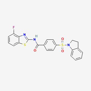 molecular formula C22H16FN3O3S2 B6519379 4-(2,3-dihydro-1H-indole-1-sulfonyl)-N-(4-fluoro-1,3-benzothiazol-2-yl)benzamide CAS No. 868368-82-5