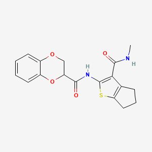 molecular formula C18H18N2O4S B6519383 N-[3-(methylcarbamoyl)-4H,5H,6H-cyclopenta[b]thiophen-2-yl]-2,3-dihydro-1,4-benzodioxine-2-carboxamide CAS No. 893100-14-6