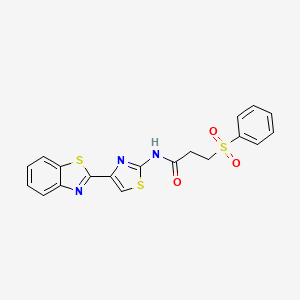 molecular formula C19H15N3O3S3 B6519416 3-(benzenesulfonyl)-N-[4-(1,3-benzothiazol-2-yl)-1,3-thiazol-2-yl]propanamide CAS No. 868676-46-4