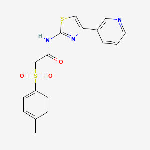 2-(4-methylbenzenesulfonyl)-N-[4-(pyridin-3-yl)-1,3-thiazol-2-yl]acetamide