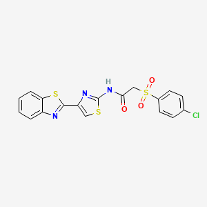 molecular formula C18H12ClN3O3S3 B6519428 N-[4-(1,3-benzothiazol-2-yl)-1,3-thiazol-2-yl]-2-(4-chlorobenzenesulfonyl)acetamide CAS No. 895463-51-1