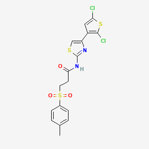 molecular formula C17H14Cl2N2O3S3 B6519429 N-[4-(2,5-dichlorothiophen-3-yl)-1,3-thiazol-2-yl]-3-(4-methylbenzenesulfonyl)propanamide CAS No. 895444-33-4