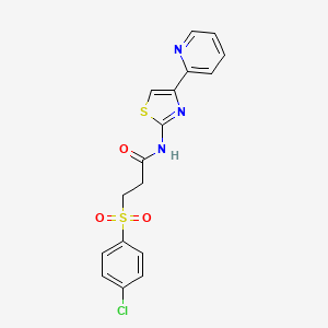 3-(4-chlorobenzenesulfonyl)-N-[4-(pyridin-2-yl)-1,3-thiazol-2-yl]propanamide
