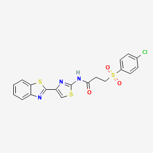 molecular formula C19H14ClN3O3S3 B6519437 N-[4-(1,3-benzothiazol-2-yl)-1,3-thiazol-2-yl]-3-(4-chlorobenzenesulfonyl)propanamide CAS No. 895461-05-9