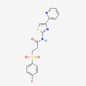 molecular formula C17H14FN3O3S2 B6519448 3-(4-fluorobenzenesulfonyl)-N-[4-(pyridin-2-yl)-1,3-thiazol-2-yl]propanamide CAS No. 895476-05-8