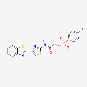 molecular formula C19H14FN3O3S3 B6519456 N-[4-(1,3-benzothiazol-2-yl)-1,3-thiazol-2-yl]-3-(4-fluorobenzenesulfonyl)propanamide CAS No. 895476-81-0