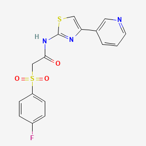molecular formula C16H12FN3O3S2 B6519461 2-(4-fluorobenzenesulfonyl)-N-[4-(pyridin-3-yl)-1,3-thiazol-2-yl]acetamide CAS No. 895470-40-3
