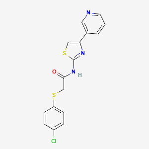 molecular formula C16H12ClN3OS2 B6519472 2-[(4-chlorophenyl)sulfanyl]-N-[4-(pyridin-3-yl)-1,3-thiazol-2-yl]acetamide CAS No. 895469-61-1
