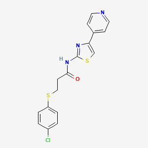molecular formula C17H14ClN3OS2 B6519475 3-[(4-chlorophenyl)sulfanyl]-N-[4-(pyridin-4-yl)-1,3-thiazol-2-yl]propanamide CAS No. 895477-26-6