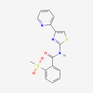 molecular formula C16H13N3O3S2 B6519512 2-methanesulfonyl-N-[4-(pyridin-2-yl)-1,3-thiazol-2-yl]benzamide CAS No. 896362-73-5